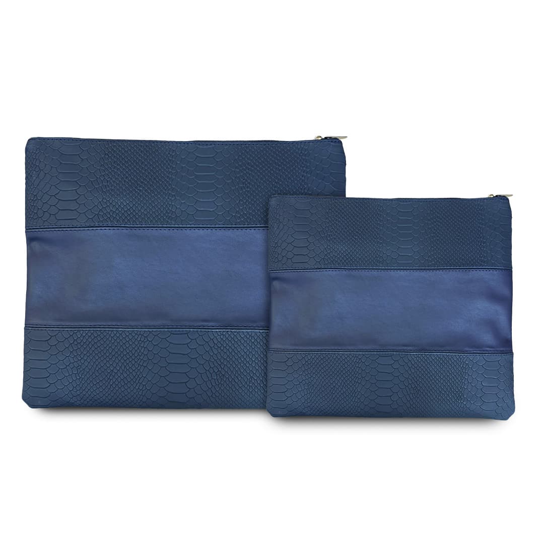 Textured Navy Snake Leather Tallit & Tefillin Bag Set B76, photo 1
