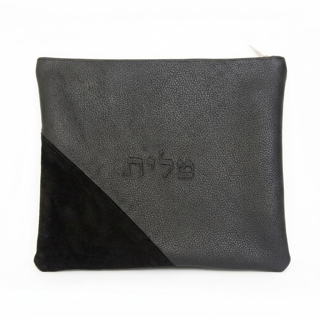 Classic Black Grained Leather Tallit & Tefillin Bag A13, photo 1