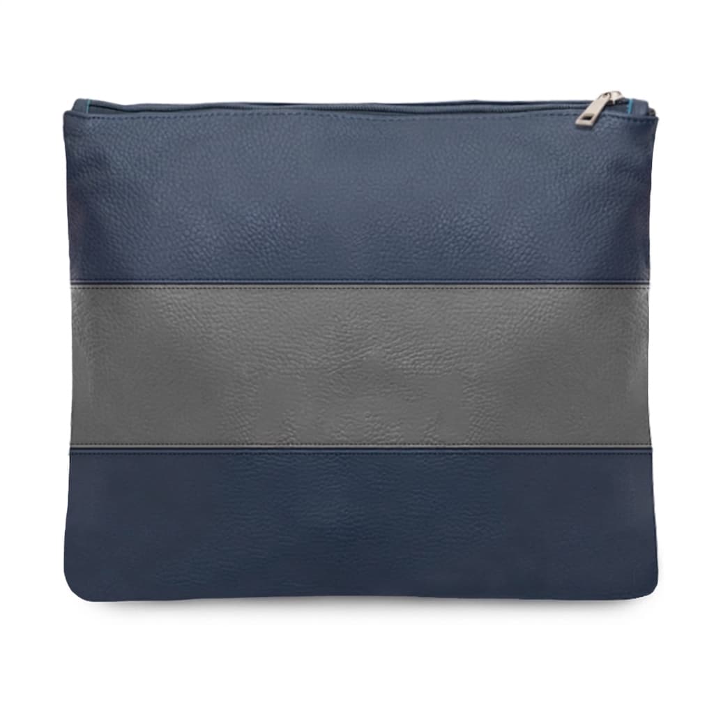 Classic Navy Grey Grained Leather Tallit & Tefillin Bag A27, thumbnail 3