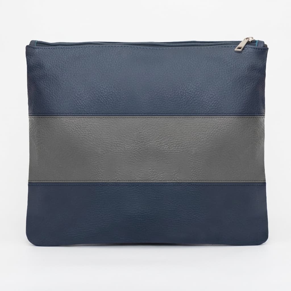 Classic Navy Grey Grained Leather Tallit & Tefillin Bag A27, thumbnail 2
