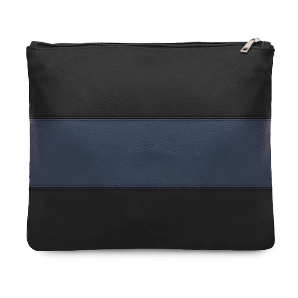 Bolsa para talit y tefilín Classic en cuero graneado negro y azul A29, thumbnail 4