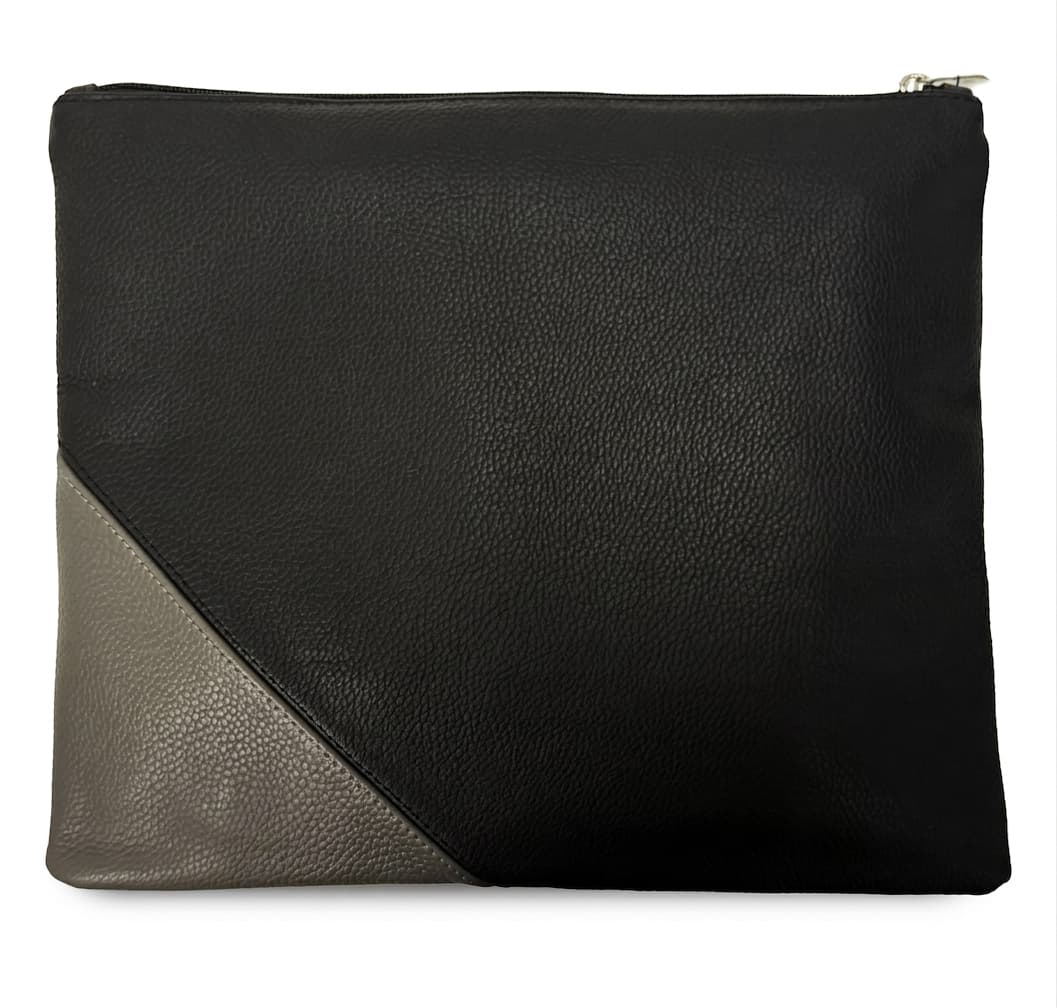 Classic Grey Black Grained Leather Tallit & Tefillin Bag A34, thumbnail 2