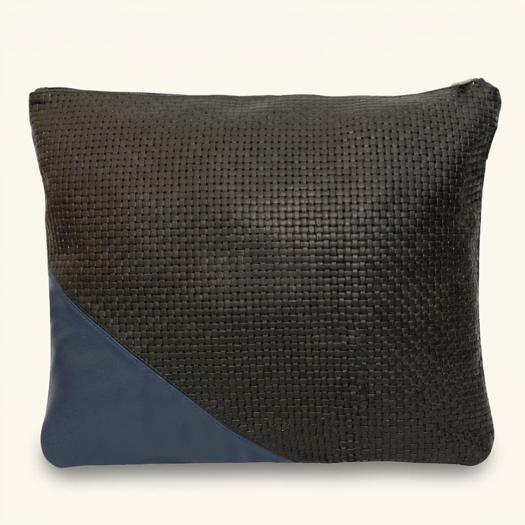 Bolsa para talit y tefilín Textured de cuero negro y marino B03, photo 1