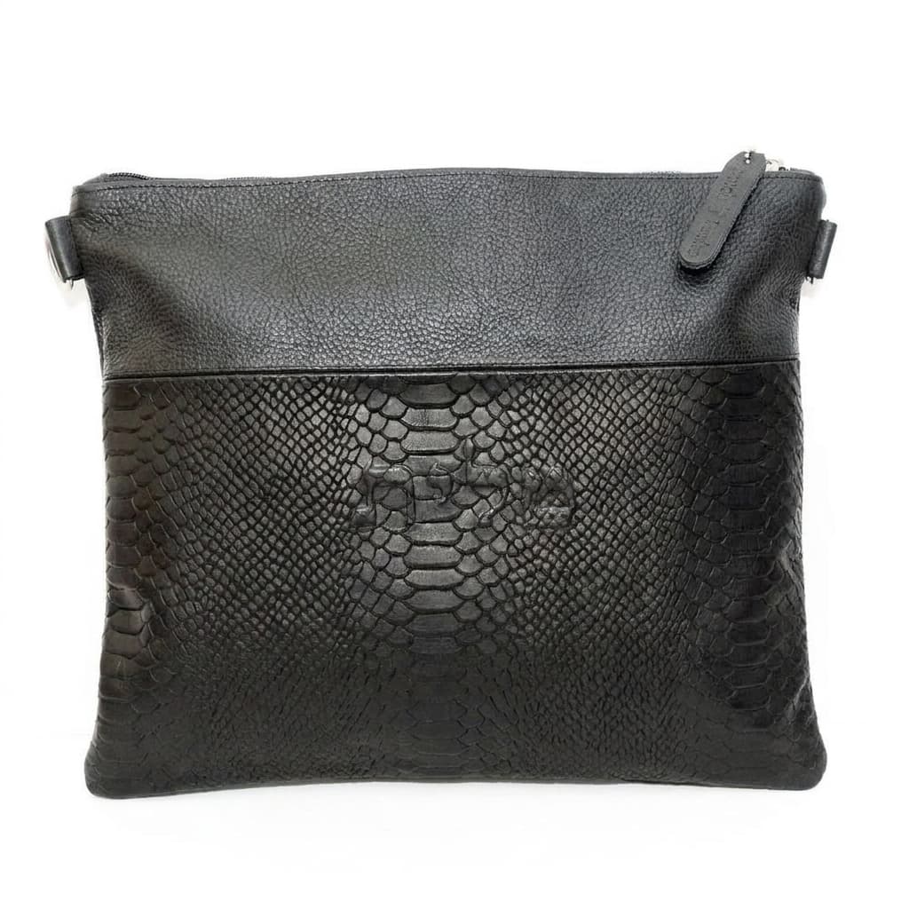 Textured Black Grained Snake Leather Tallit & Tefillin Bag B07, photo 1