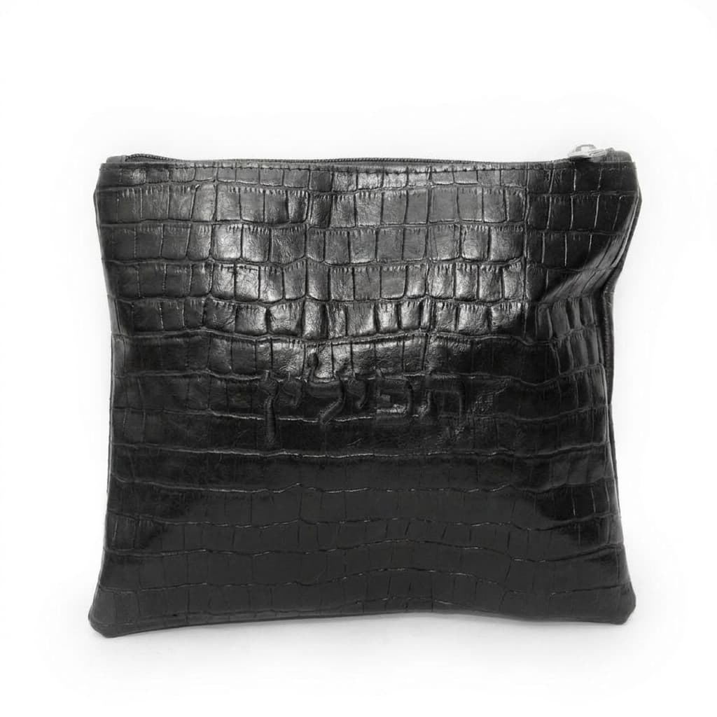 תיק לטלית ותפילין Textured מעור קרוקו שחור B56, thumbnail 3