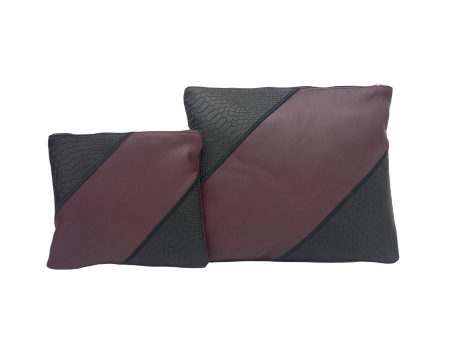 Premium Burgundy Snake Leather Tallit & Tefillin Bag Set C100, photo 1