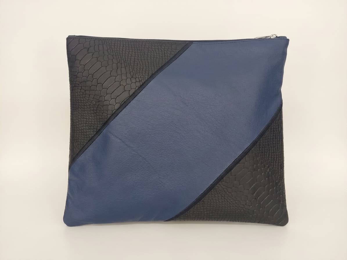 Premium Navy Croco Leather Tallit & Tefillin Bag C116, photo 1