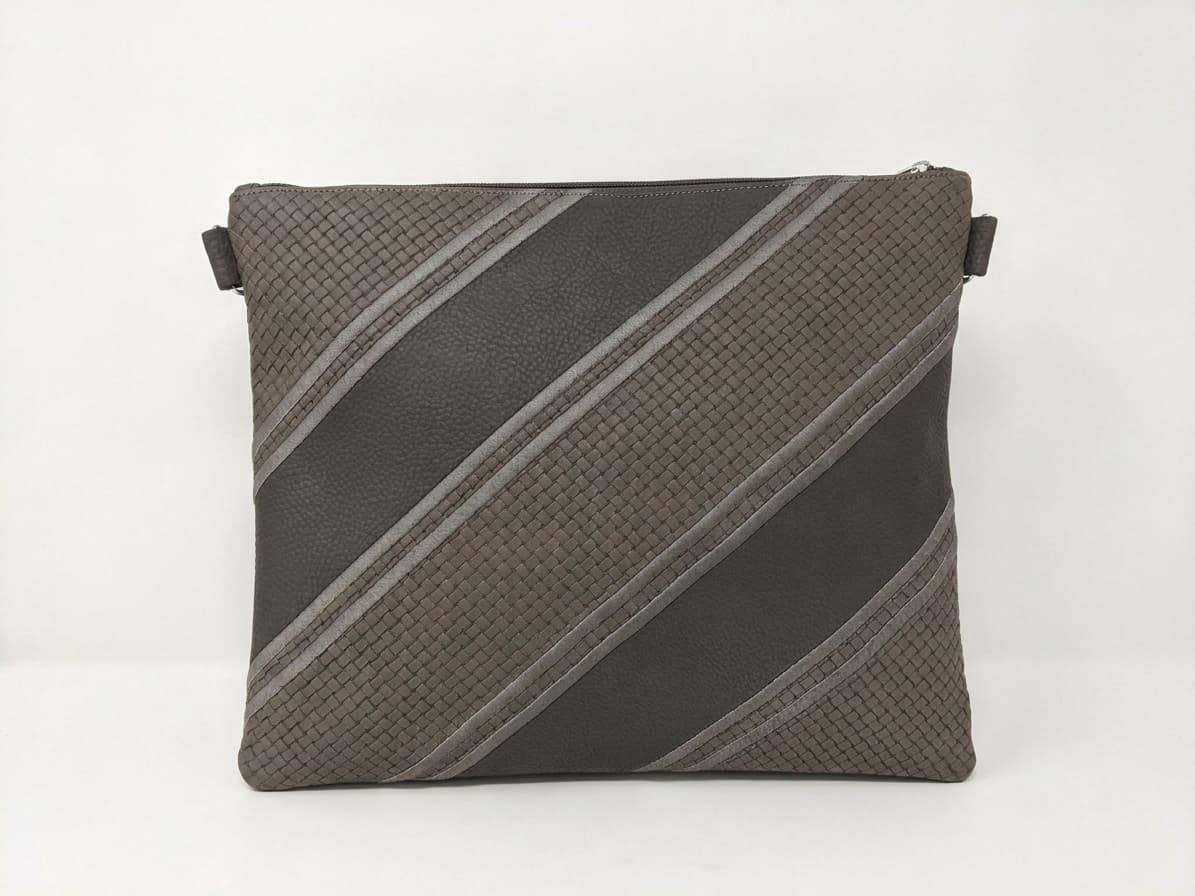 Premium Grey Weaved Leather Tallit & Tefillin Bag Set C123, thumbnail 2