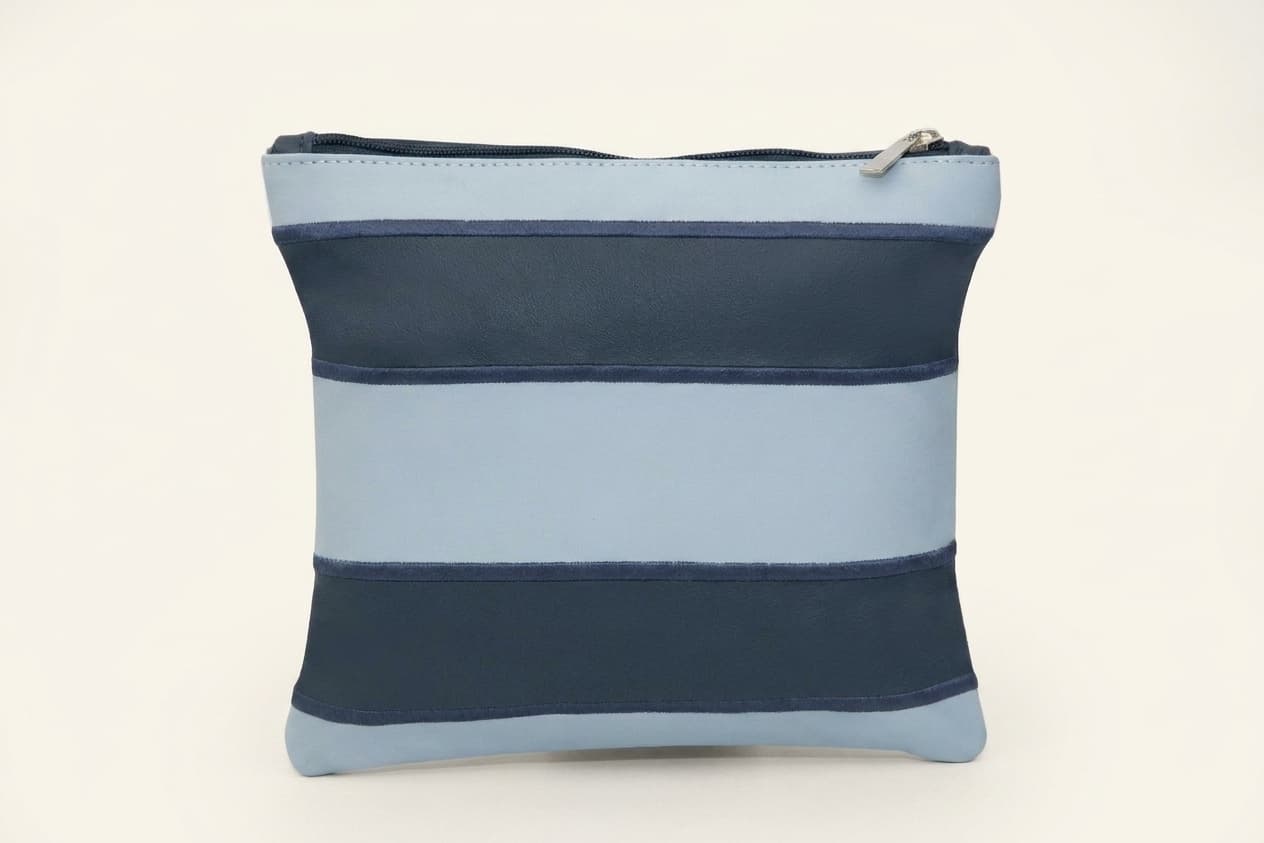 Premium Blue Smooth Leather Tallit & Tefillin Bag Set C131, thumbnail 3