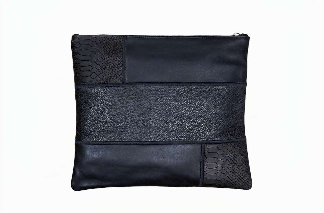 Premium Black Snake and Grained Leather Tallit Bag C149, photo 1