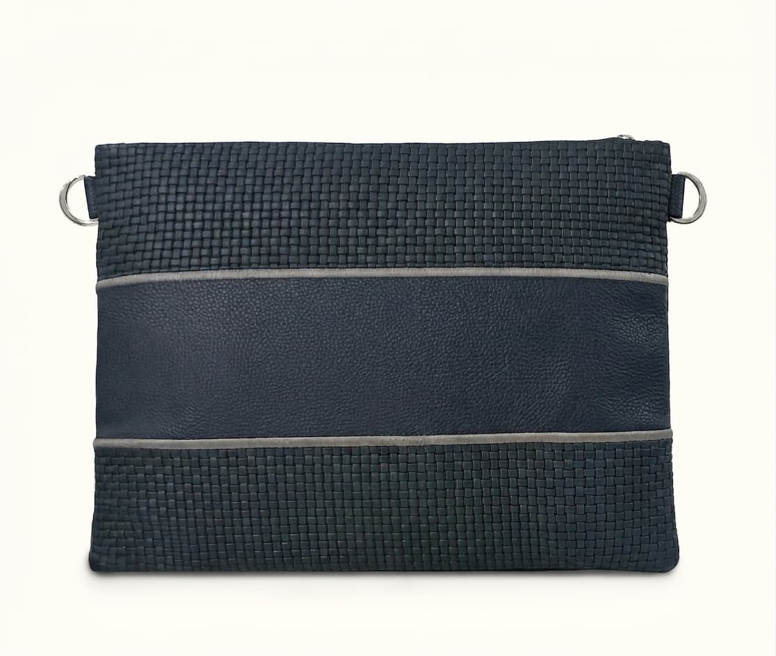 Bolsa para talit y tefilín Premium de cuero grabado azul marino C152, photo 1