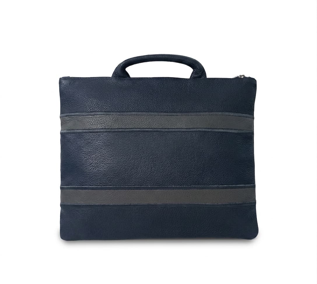 Premium Navy Grey Grain Leather Tallit & Tefillin Bag C154, photo 1