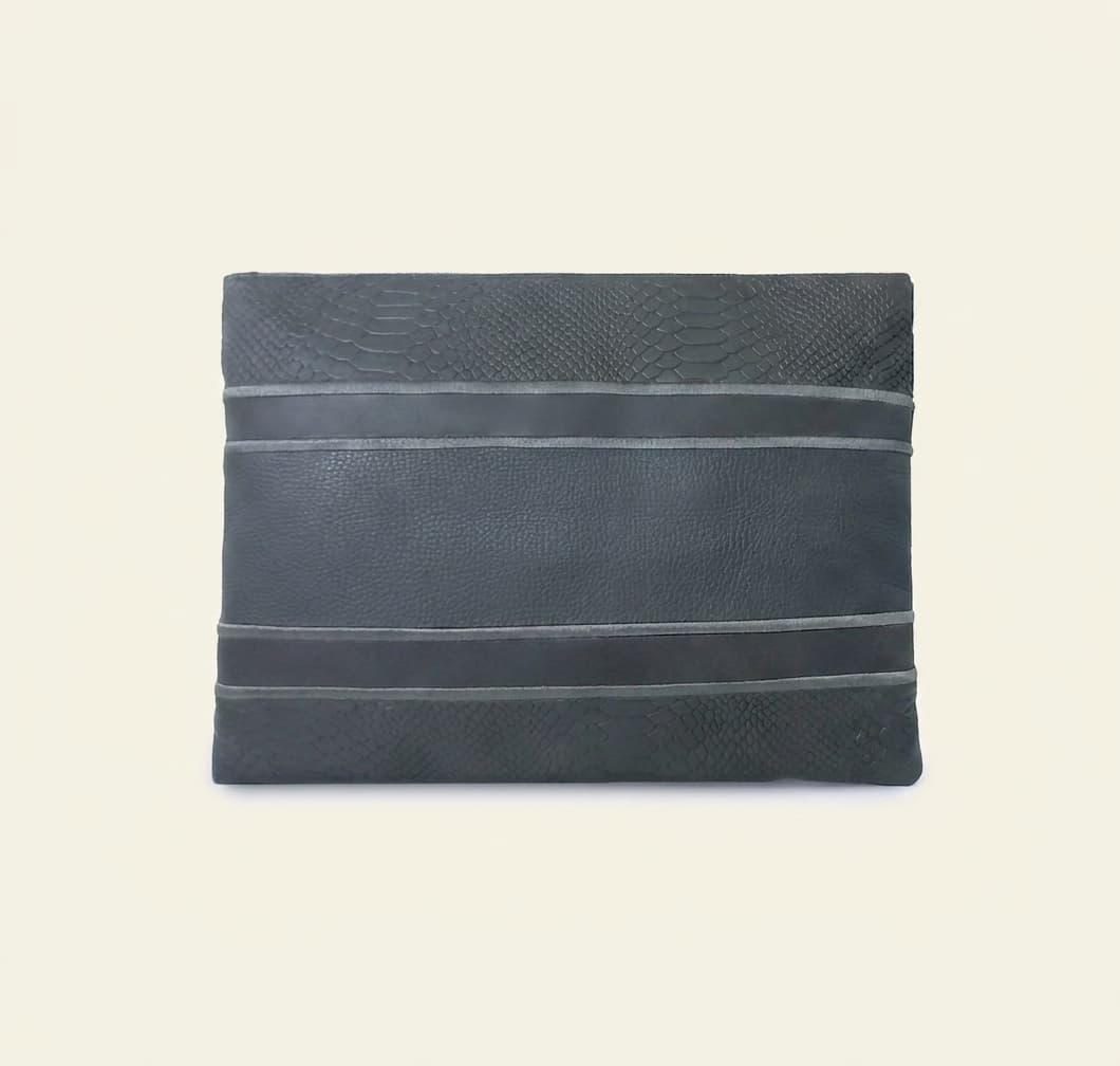 Premium Grey Anaconda Leather Tallit & Tefillin Bag Set C157, thumbnail 2