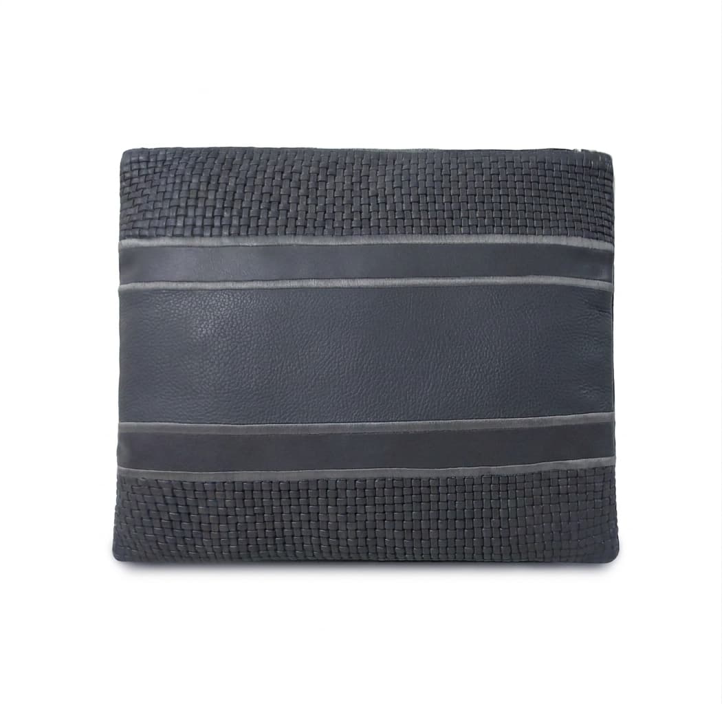 Premium Grey Woven Leather Tallit & Tefillin Bag Set C158, thumbnail 3