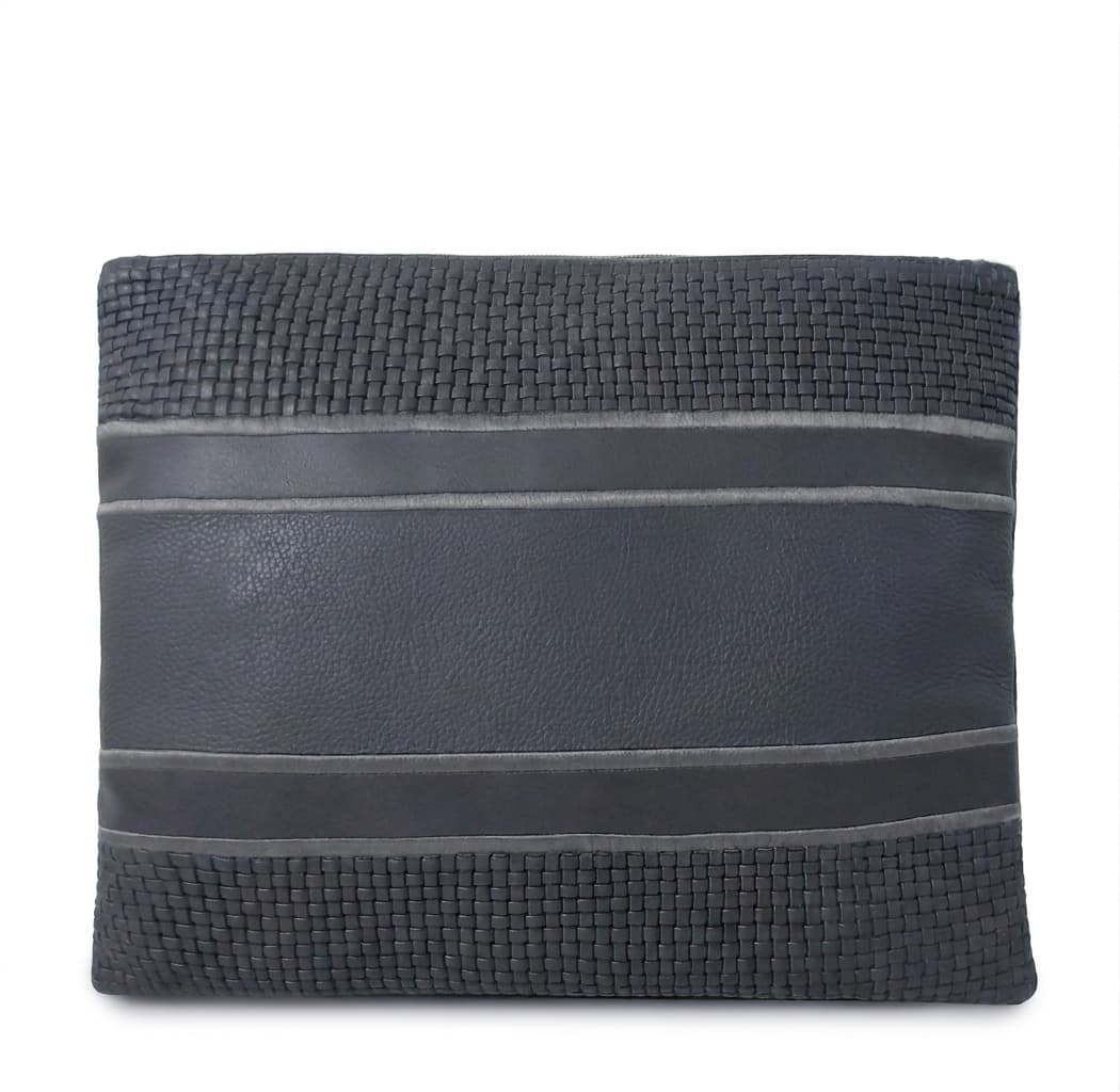 Premium Grey Woven Leather Tallit & Tefillin Bag Set C158, thumbnail 2
