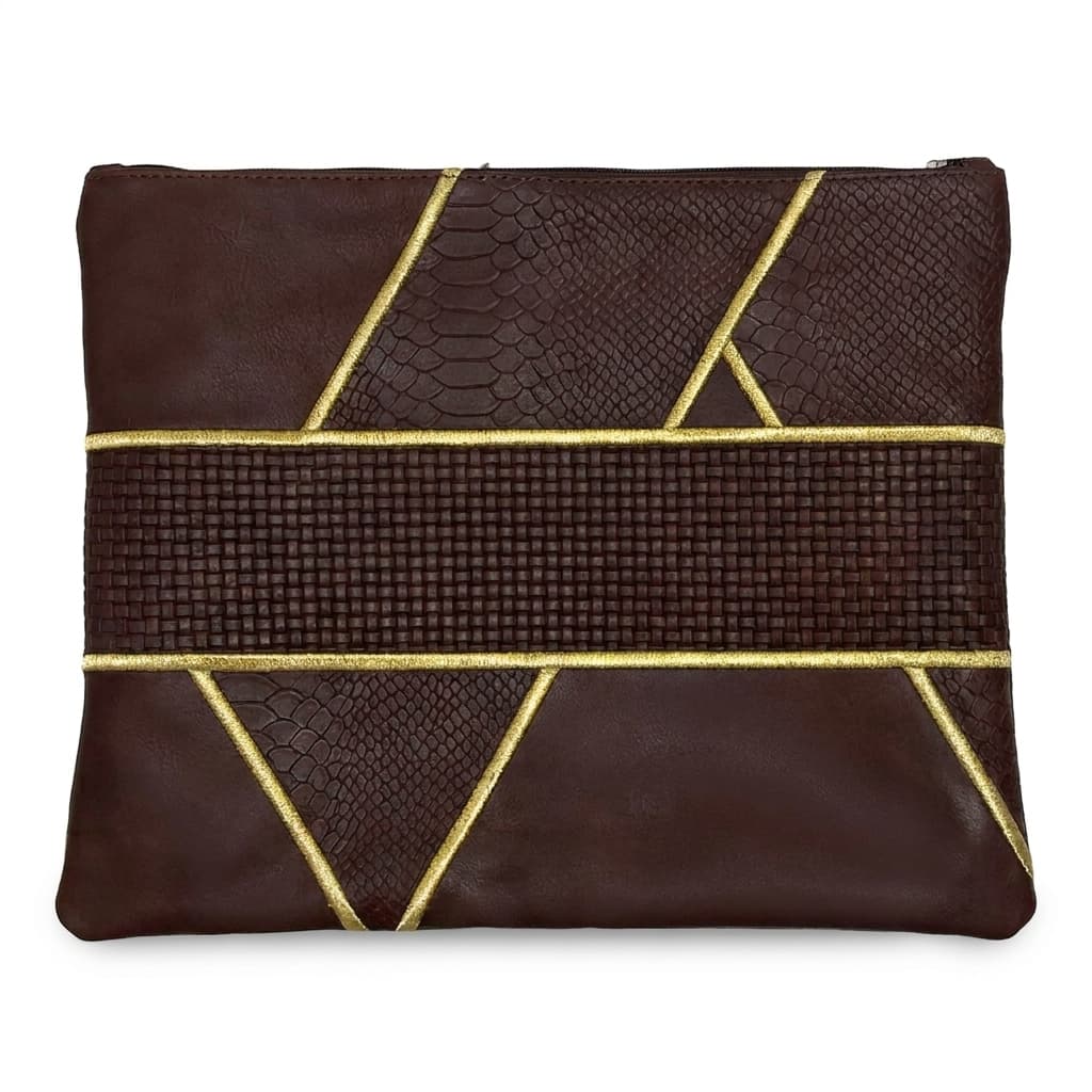 Premium Brown Snake Leather Tallit & Tefillin Bag Set C174, thumbnail 2