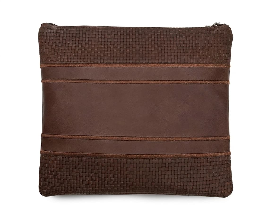 Premium Brown Textured Leather Tallit & Tefillin Bag C175, photo 1