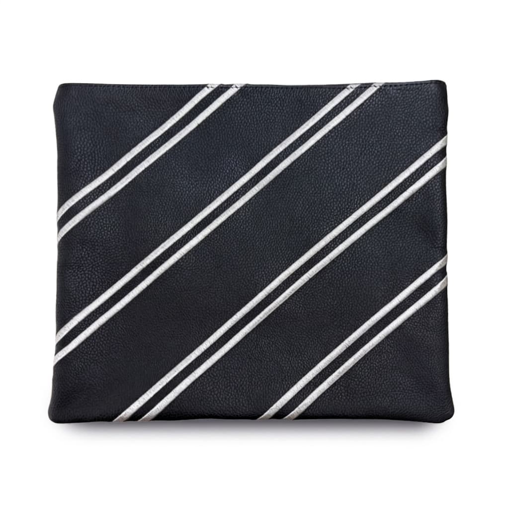 Premium Black and Silver Grained Leather Tallit & Tefillin Bag C180, thumbnail 2