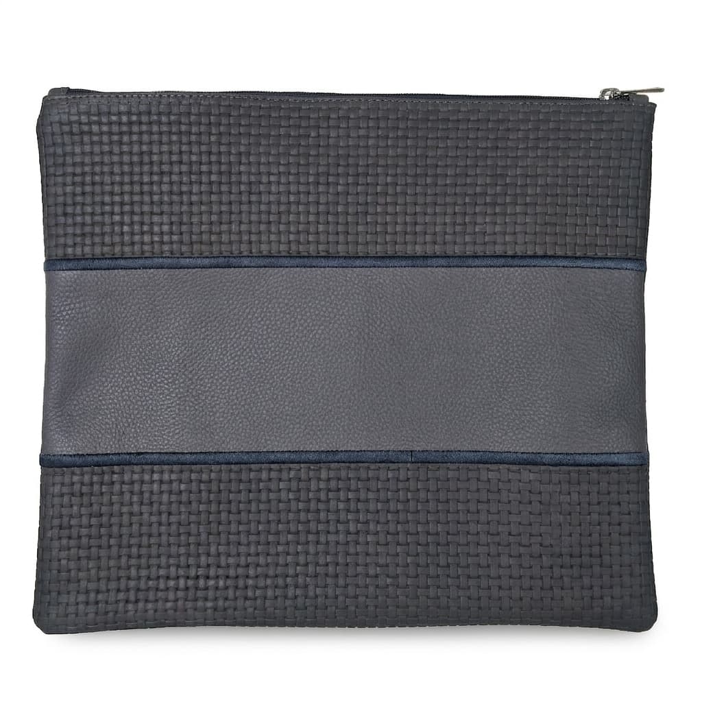 Premium Grey Woven Leather Tallit & Tefillin Bag C195, photo 1