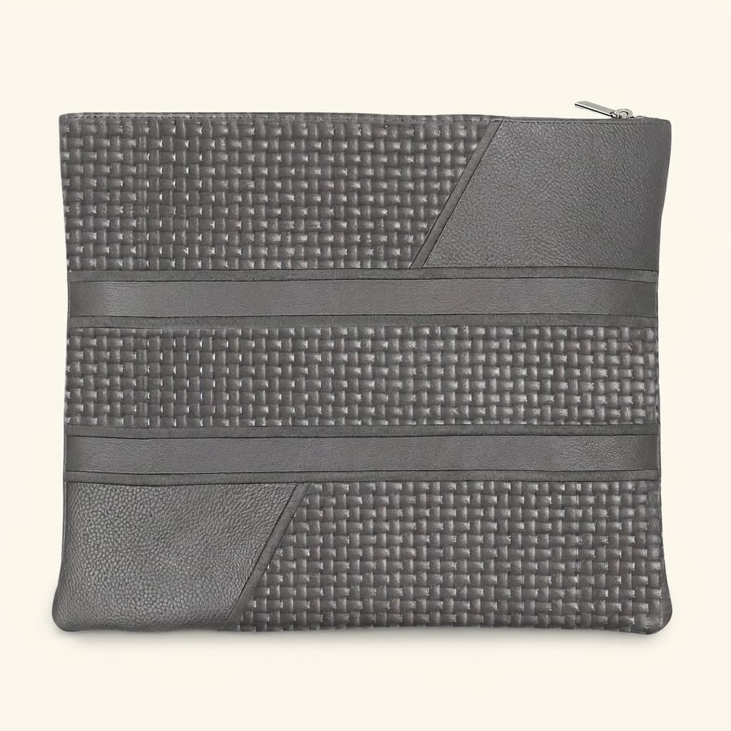 Premium Grey Textured Leather Tallit & Tefillin Bag C201, photo 1