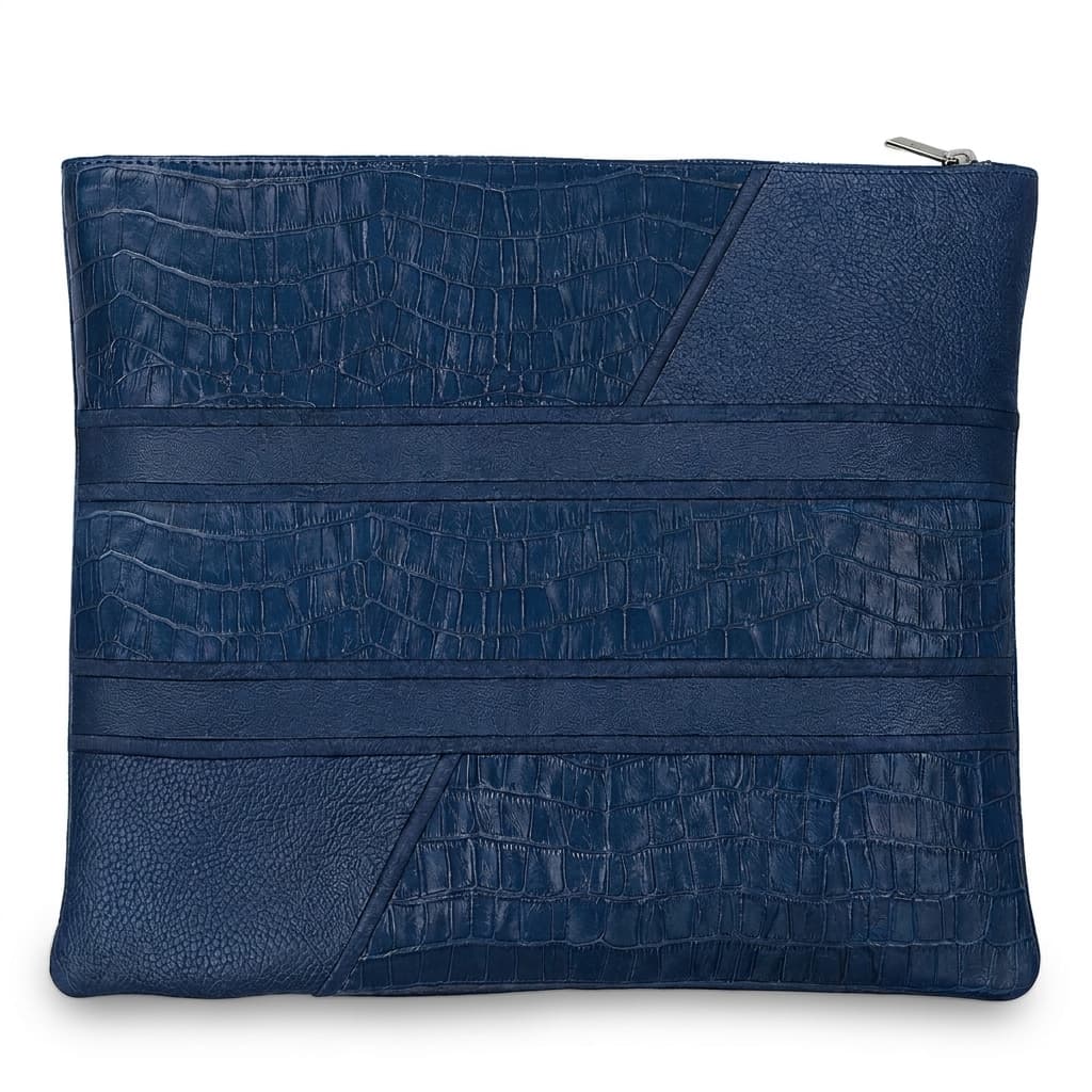 Premium Navy Croco Leather Tallit & Tefillin Bag C202, photo 1