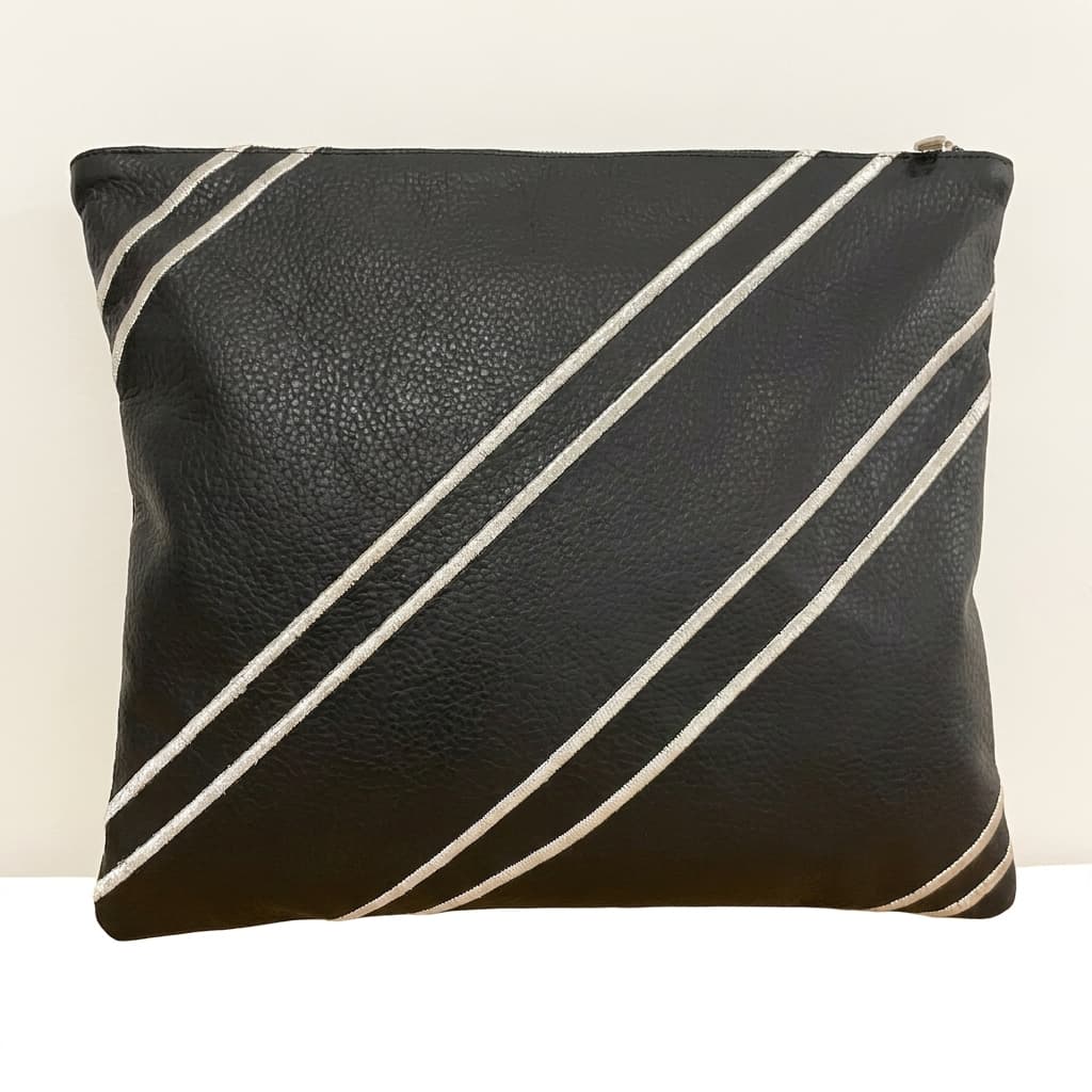 Premium Black Silver Grained Leather Tallit & Tefillin Bag C42, photo 1