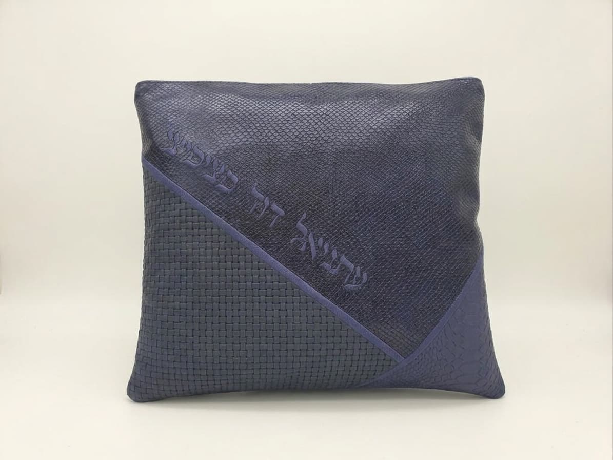 Premium Blue Snake Leather Tallit & Tefillin Bag Set C48, thumbnail 2