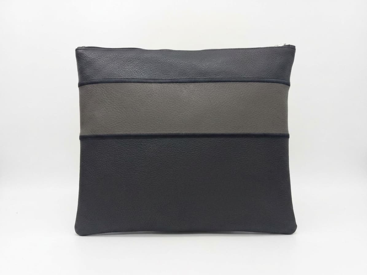 Premium Black and Grey Grained Leather Bag Set C88, thumbnail 2