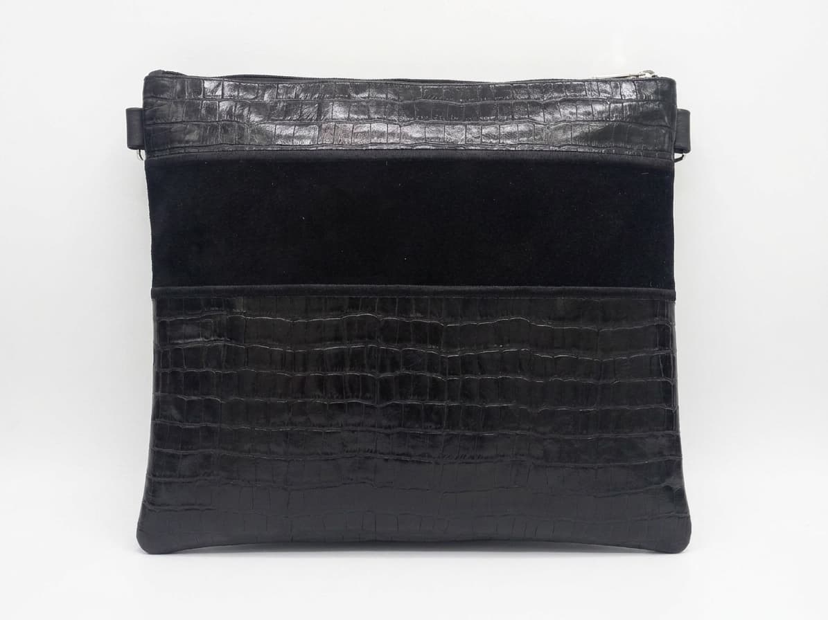 Bolsa para talit y tefilín Premium en cuero croco negro C98, thumbnail 2