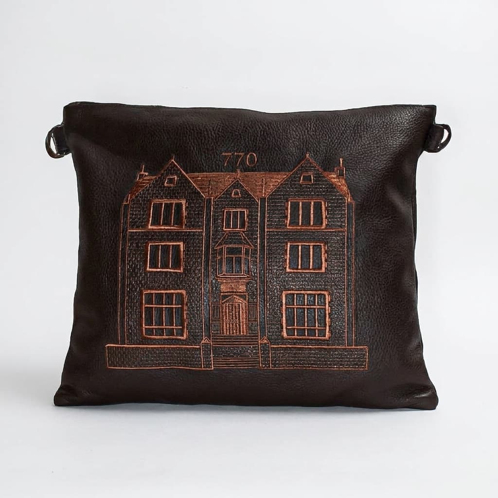 770 Brown Grained Leather Tallit & Tefillin Bag Set D22, thumbnail 2