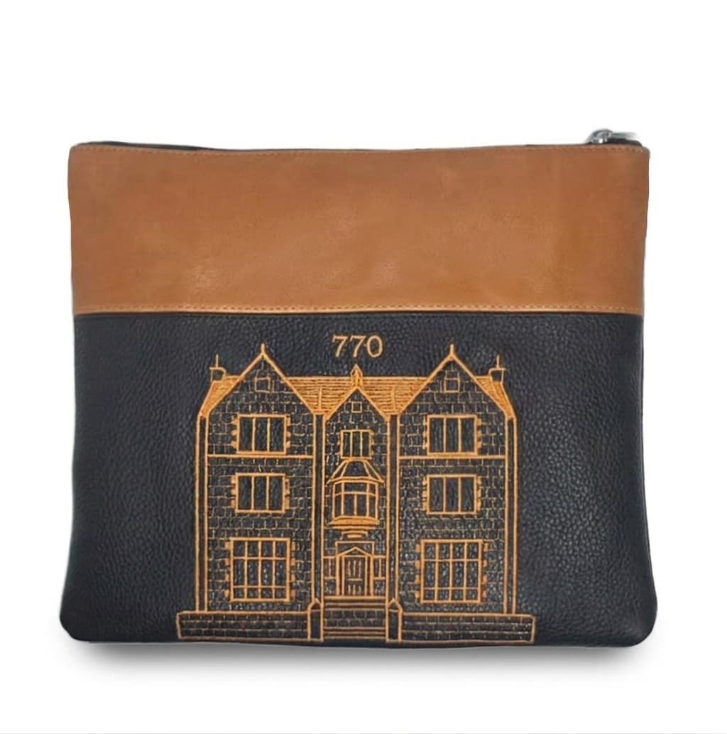 Set de bolsa para talit y tefilín 770 cuero graneado azul D31, thumbnail 2