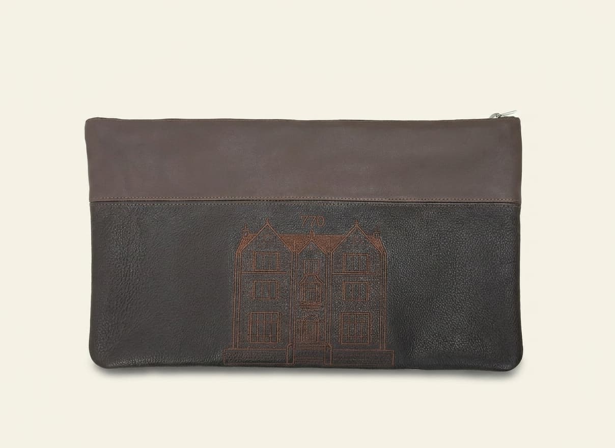 770 Two-Tone Brown Leather Tallit & Tefillin Bag Set D33, thumbnail 3