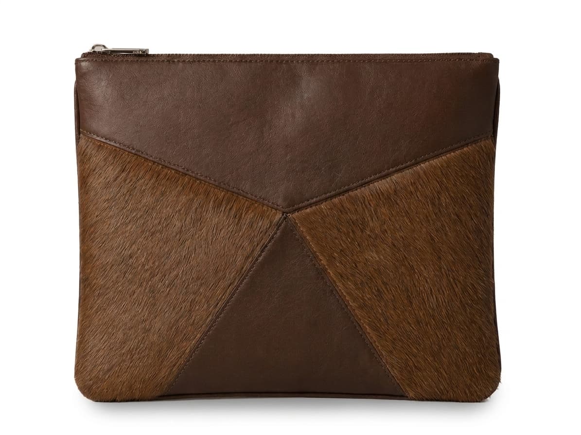 Fur Brown Hair-on-Hide Leather Tallit & Tefillin Bag E126, photo 1
