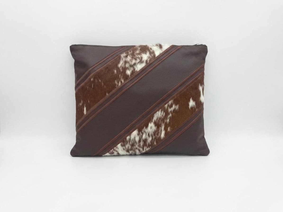 Fur Brown Hair-on-Hide Leather Tallit & Tefillin Bag Set E43, thumbnail 3