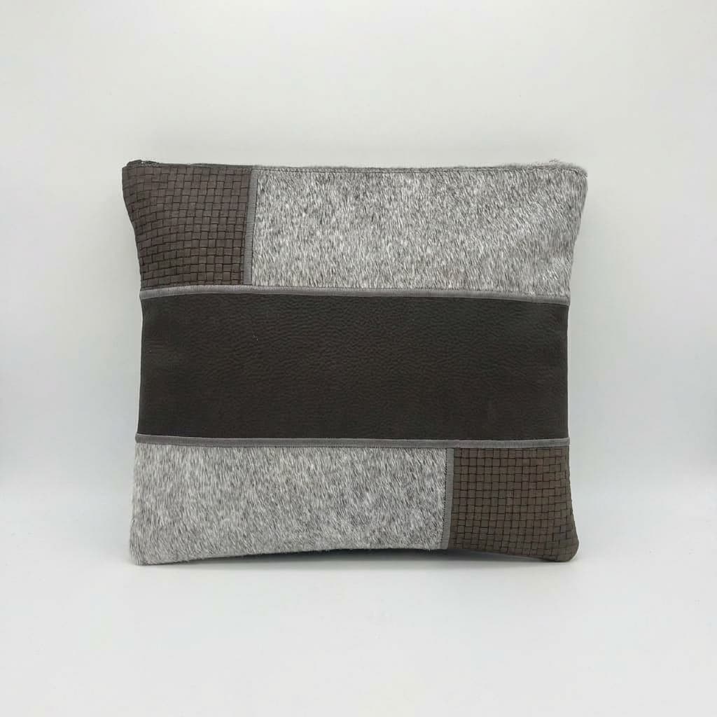Fur Dark Gray Leather Tallit & Tefillin Bag Set E49, thumbnail 2
