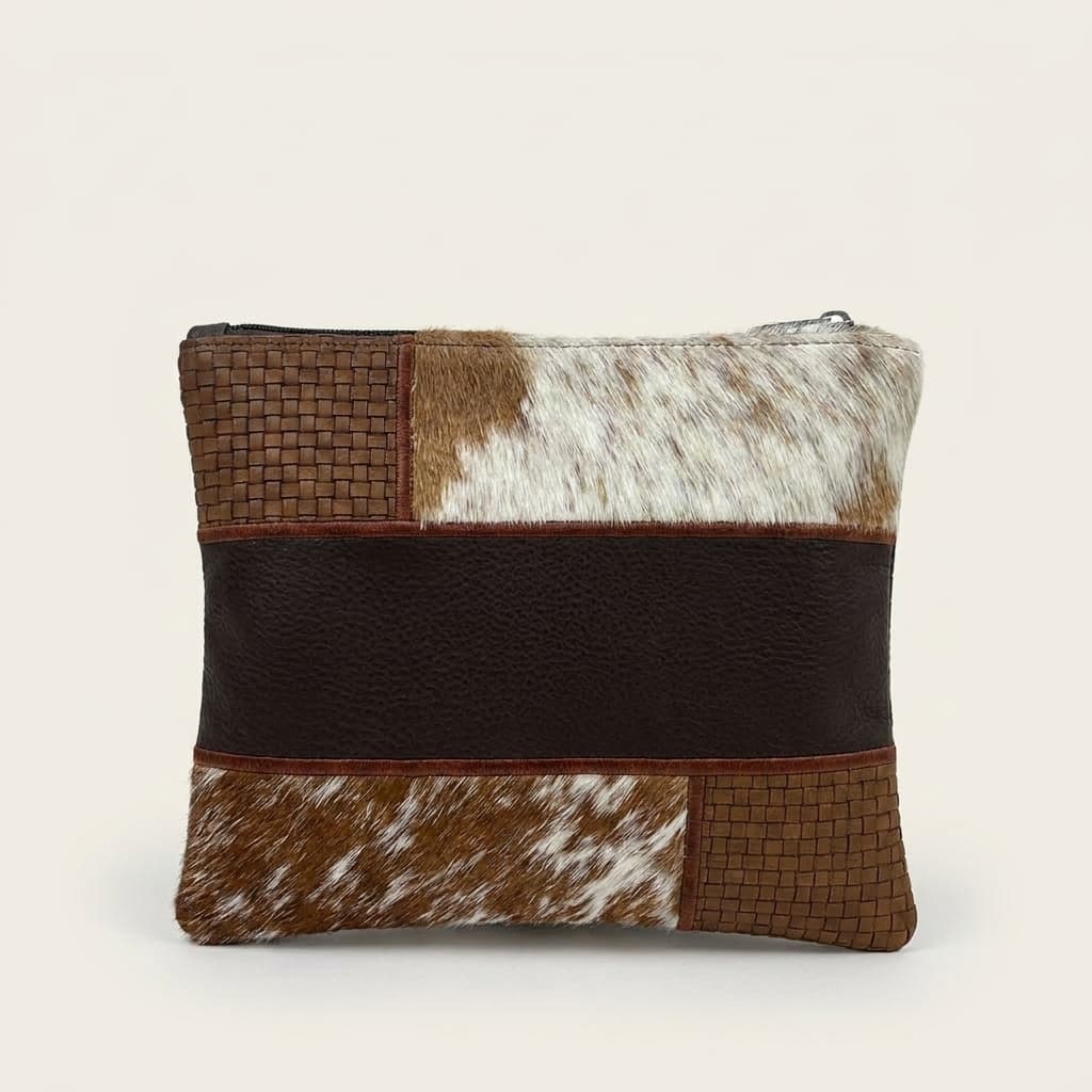 Fur Brown Grained Leather Tallit & Tefillin Bag Set E50, thumbnail 3