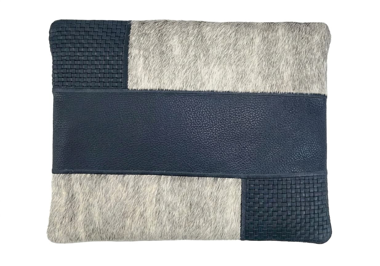 Fur Black Hair-On-Hide Leather Tallit & Tefillin Bag Set E70, thumbnail 2