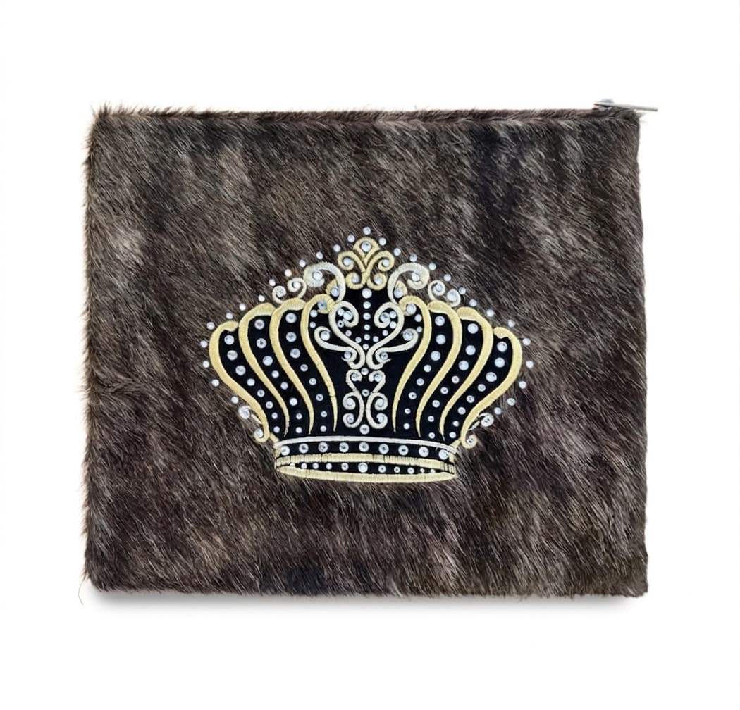 Fur Brown Hair-on-Hide Leather Tallit & Tefillin Bag E75, thumbnail 2