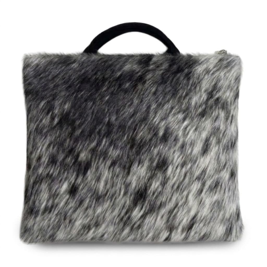 Fur Grey Hair-on-Hide Leather Tallit & Tefillin Bag Set E84, thumbnail 2