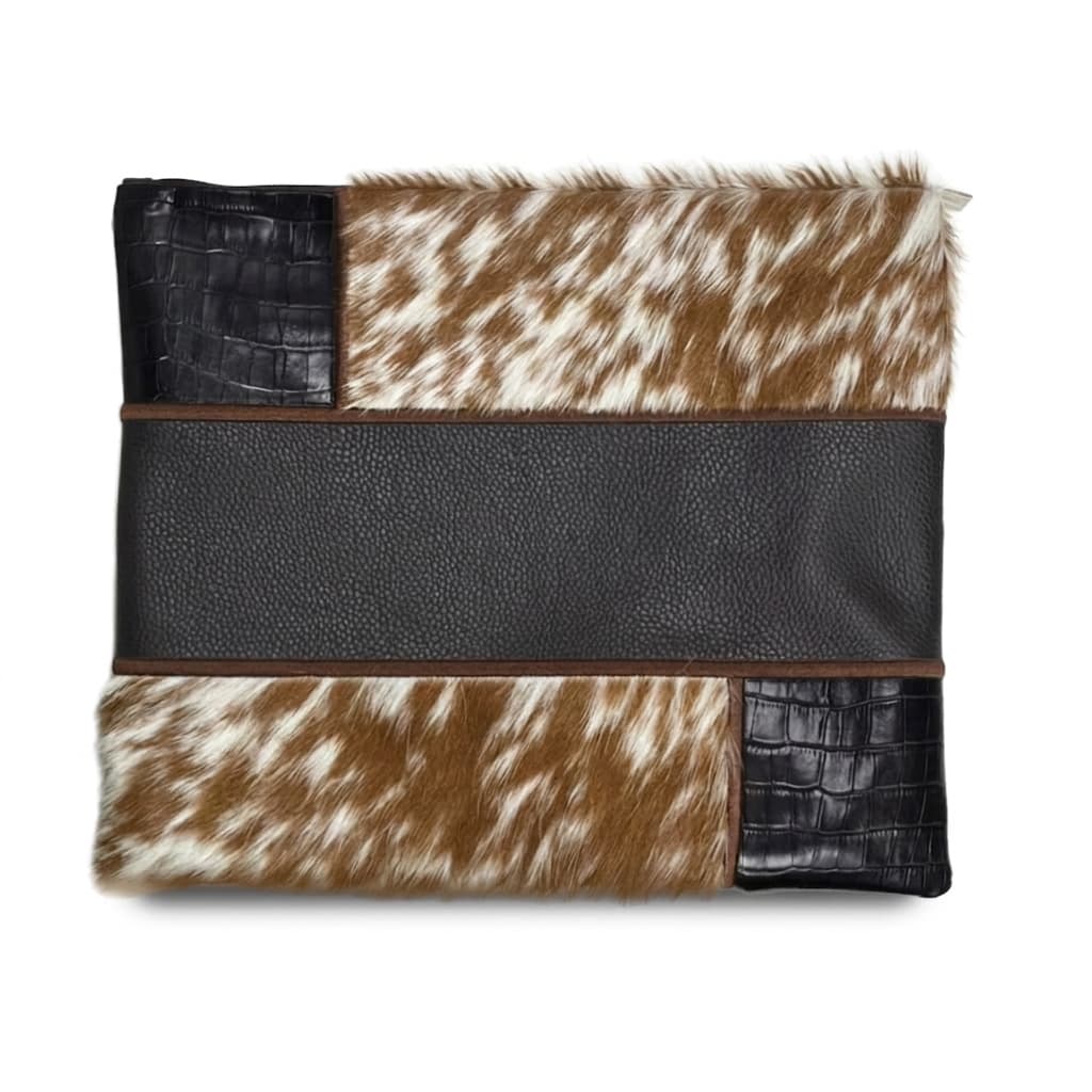 Fur Brown Hair-on-Hide Leather Tallit & Tefillin Bag E86, thumbnail 2