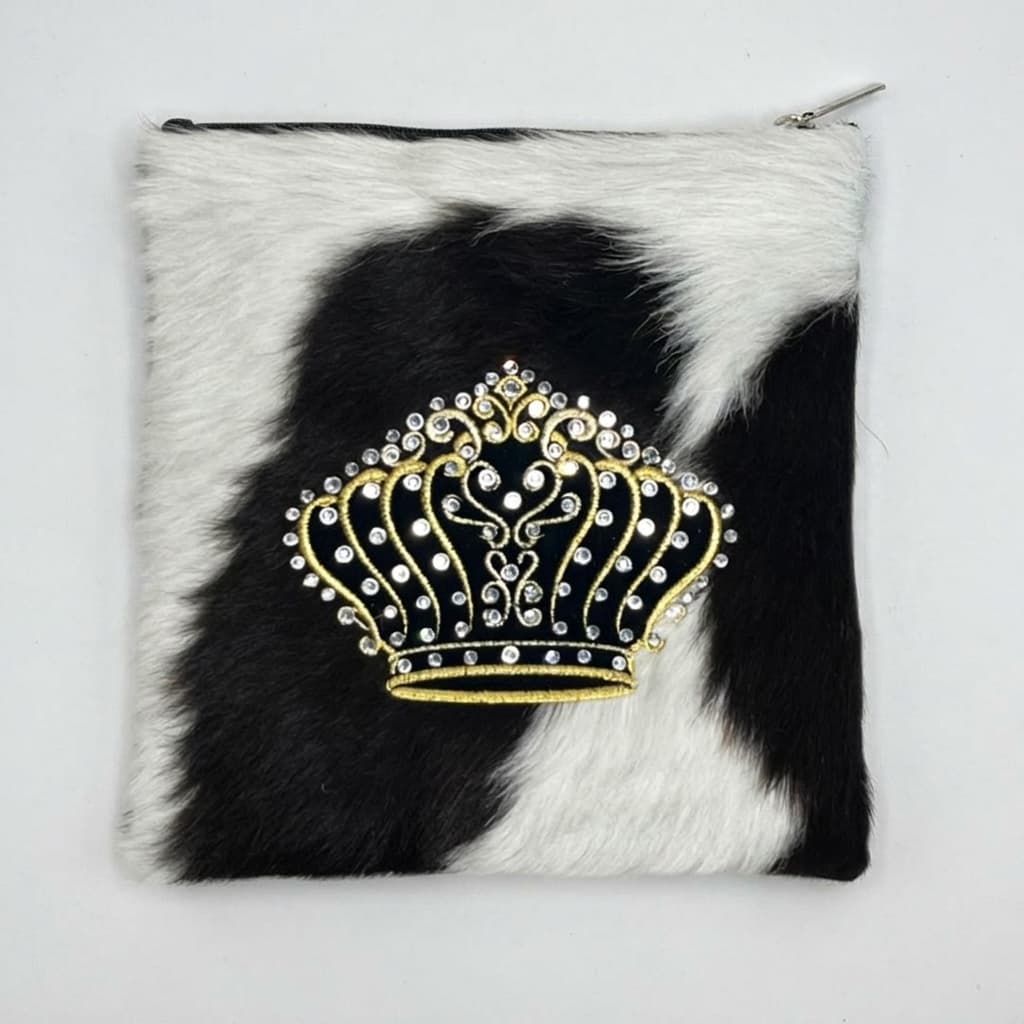 Fur Black and White Hair-on-Hide Leather Tallit & Tefillin Bag E90, thumbnail 3