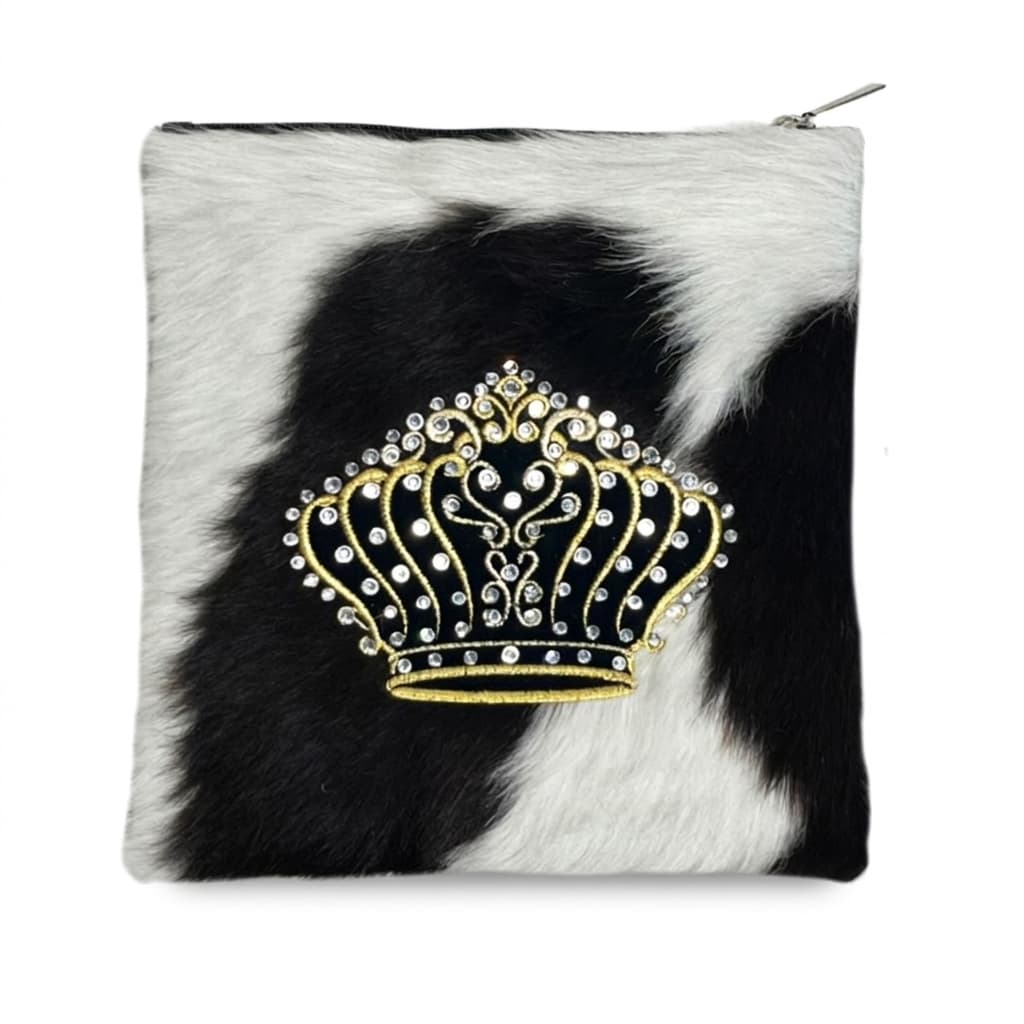 Fur Black and White Hair-on-Hide Leather Tallit & Tefillin Bag E90, thumbnail 2
