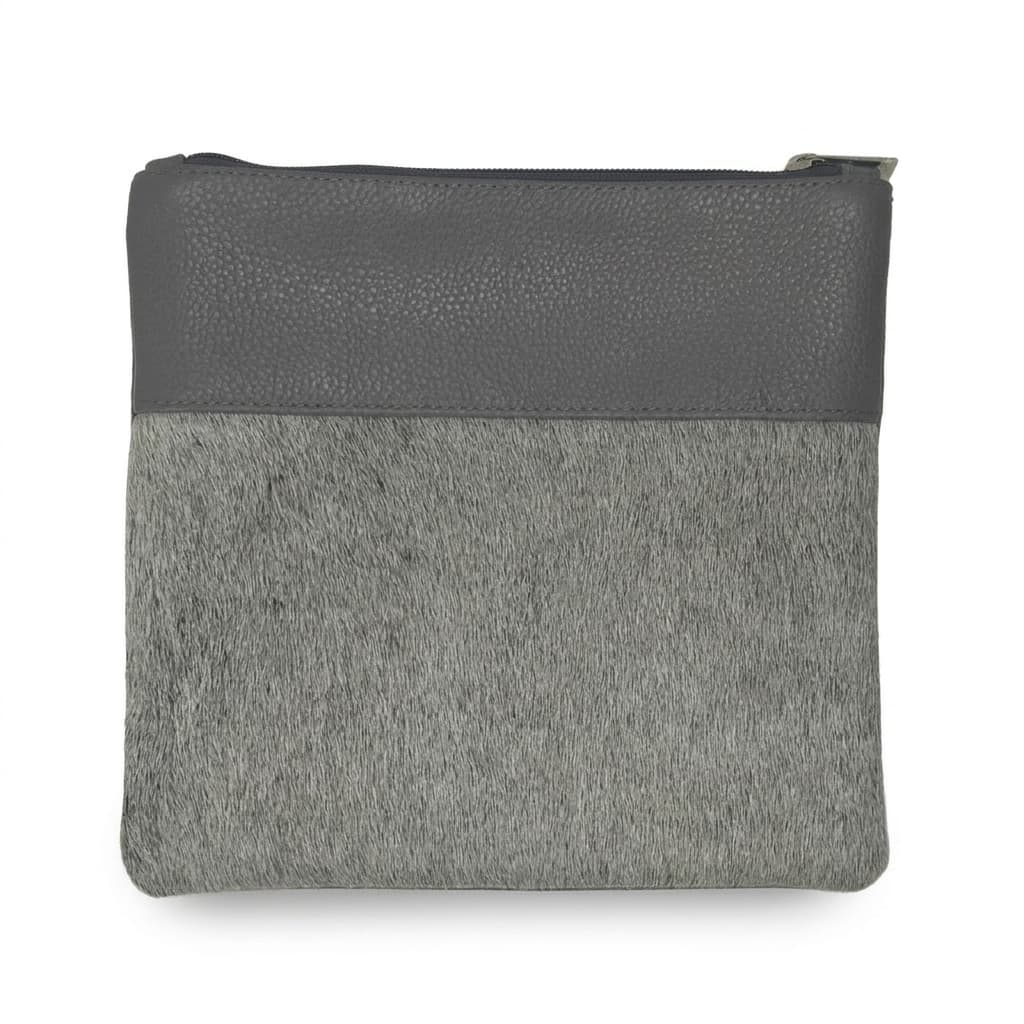 Fur Grey Grain and Fur Leather Tallit & Tefillin Bag Set E91, thumbnail 3