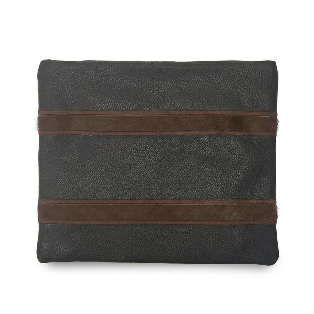 Fur Brown Grained Leather Tallit & Tefillin Bag Set E94, thumbnail 2