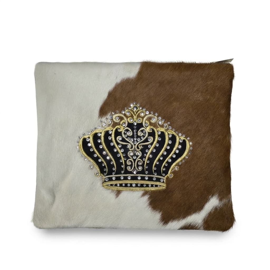 Fur Brown and White Leather Tallit & Tefillin Bag Set E97, thumbnail 3