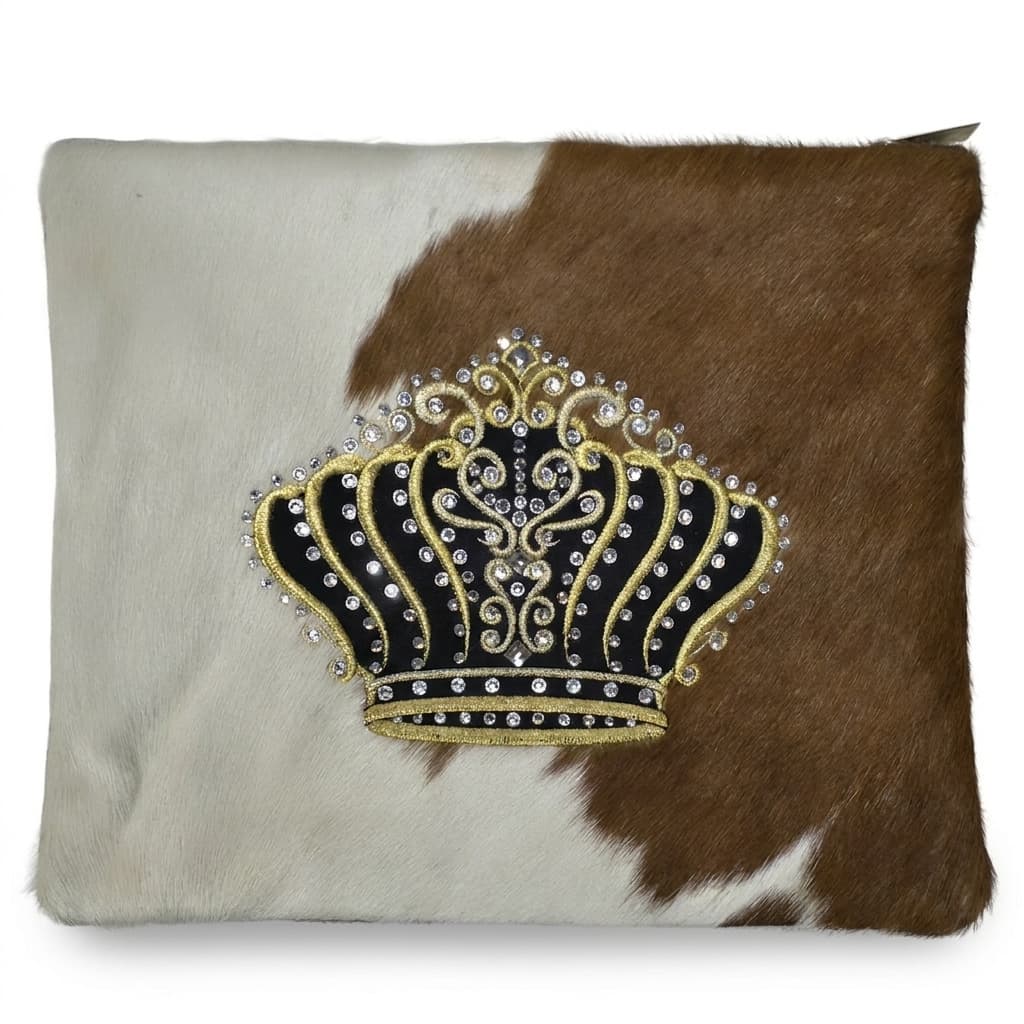 Fur Brown and White Leather Tallit & Tefillin Bag Set E97, thumbnail 2