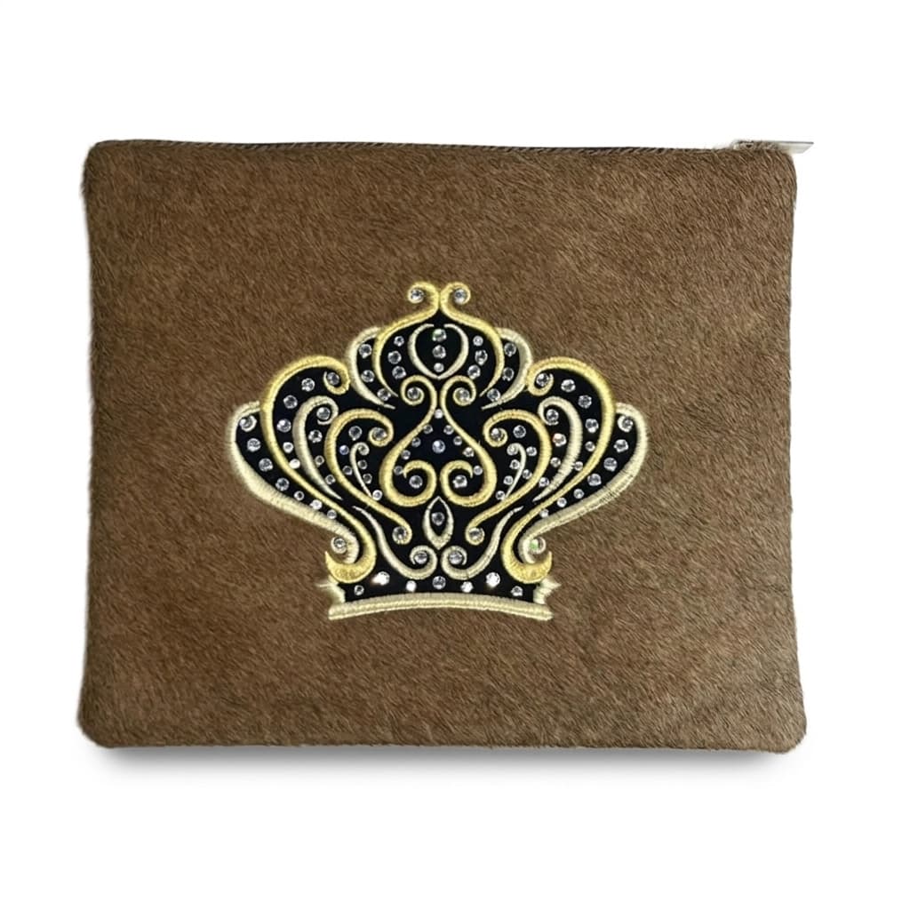 Bolsa para talit y tefilín Crown en cuero con pelo marrón F111, photo 1