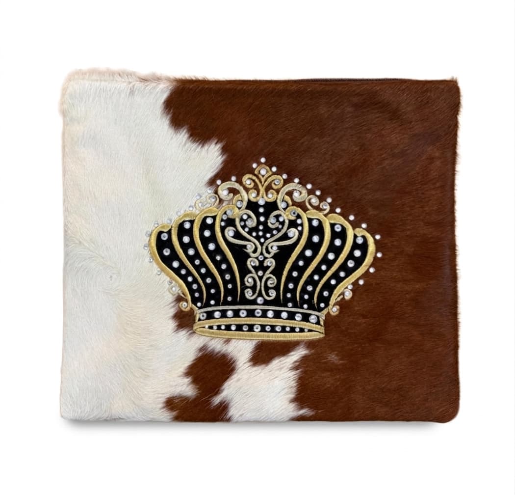 תיק לטלית ותפילין Crown מעור ארגנטינאי עם שיער חום ולבן F112, photo 1