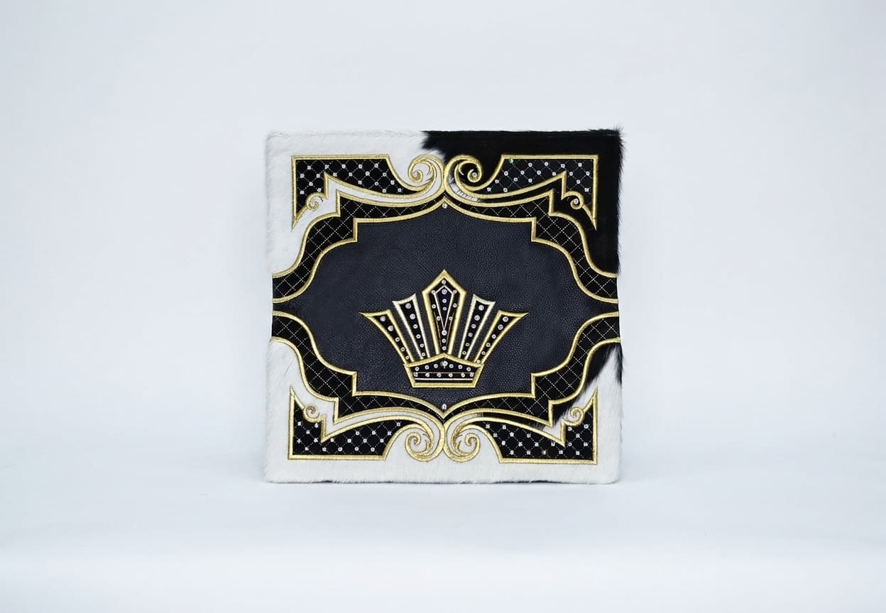 Crown Black Hair-on-Hide Leather Tallit & Tefillin Bag Set F125, thumbnail 2