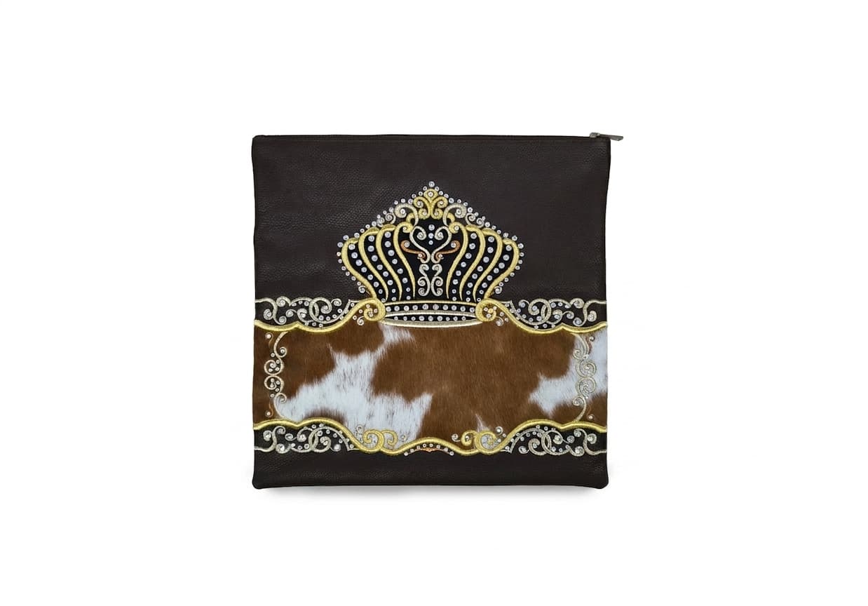 Crown Brown Grained Leather Tallit & Tefillin Bag Set F127, thumbnail 2